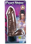 Pearl Shine Vibrating Dildo With Balls 5.5 In - Chocolate